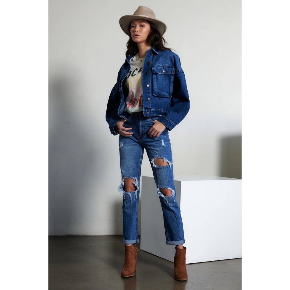 Vibrant Oversized Denim Jacket Size Large